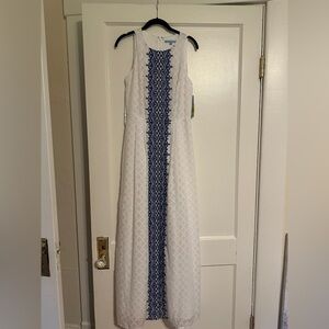 ANTONIO MELANI White and Blue Maxi Dress